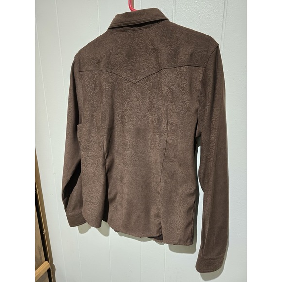 Five Star Roper Wmn Western Pearl Snap Vtg Shirt Cowgirl Large Textured Brown Lg - Picture 3 of 3